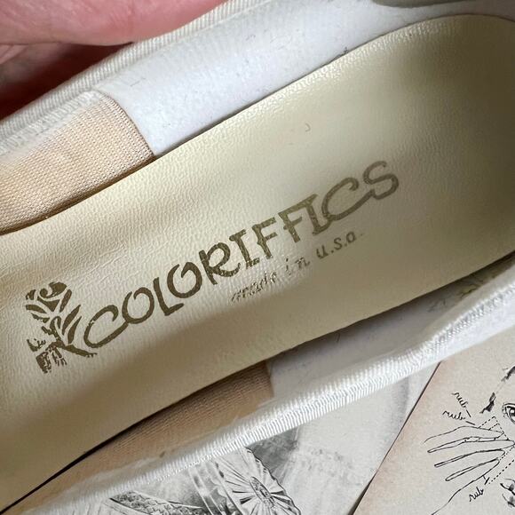 Vintage 80s Coloriffics White Satin Kitten Heels – Lace Bridal Wedding Shoes 7.5 - Picture 5 of 13